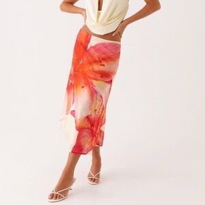 Peppermayo Floral Midi Skirt - Red and Pink